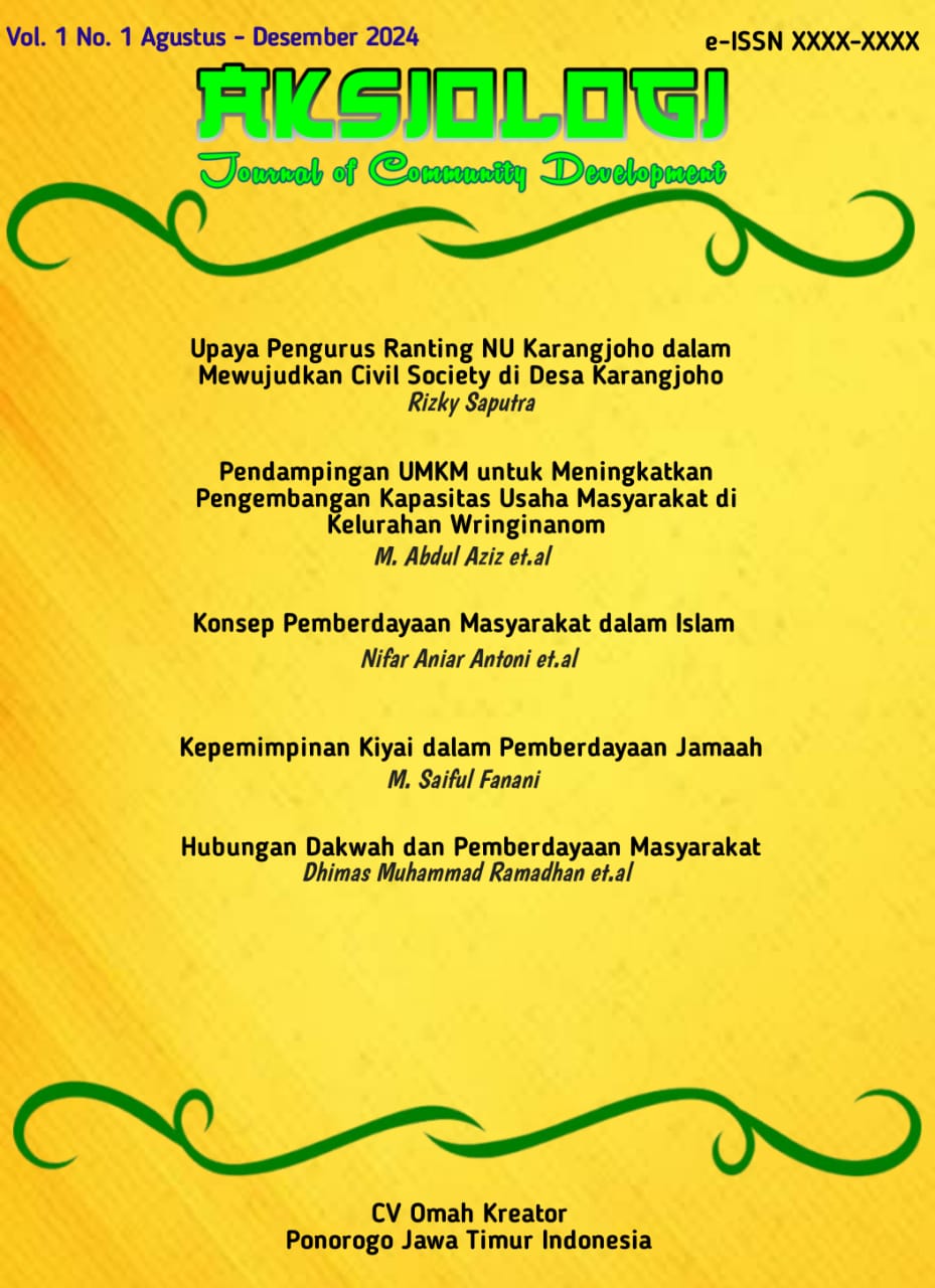 					View Vol. 1 No. 1 (2024): AKSIOLOGI:  Journal of Community Development
				